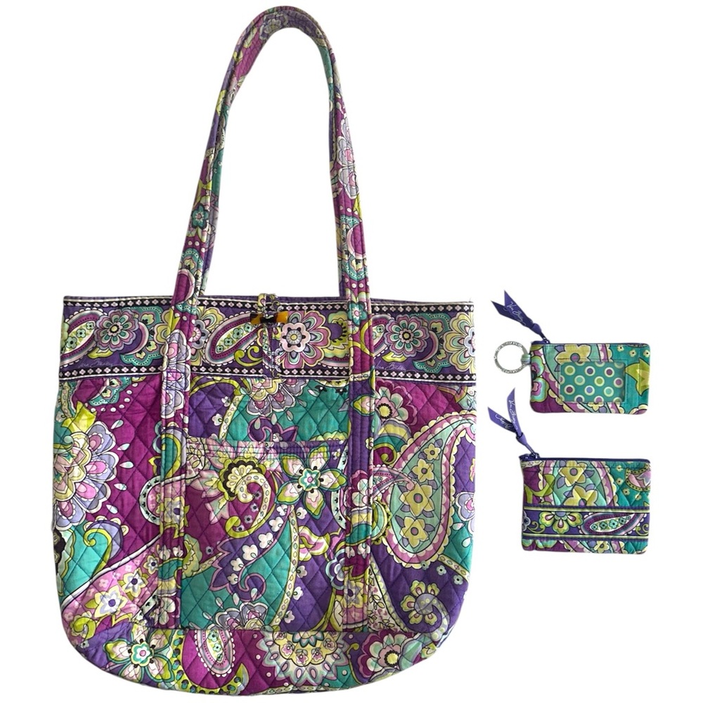 Vera Bradley Heather Paisley Print Tote Bag, Zip ID Case, and Coin Purse
